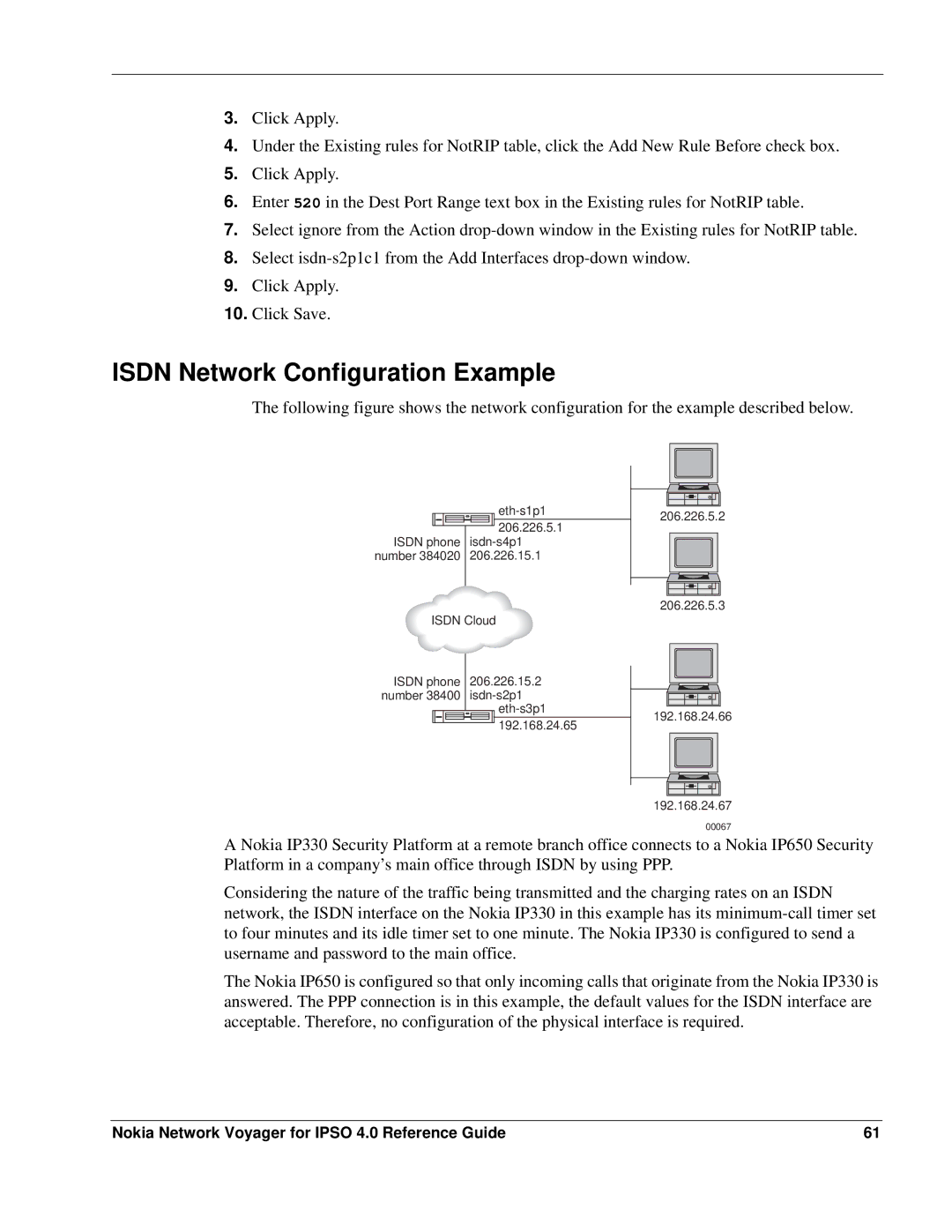 Nokia IPSO 4.0 manual Isdn Network Configuration Example 