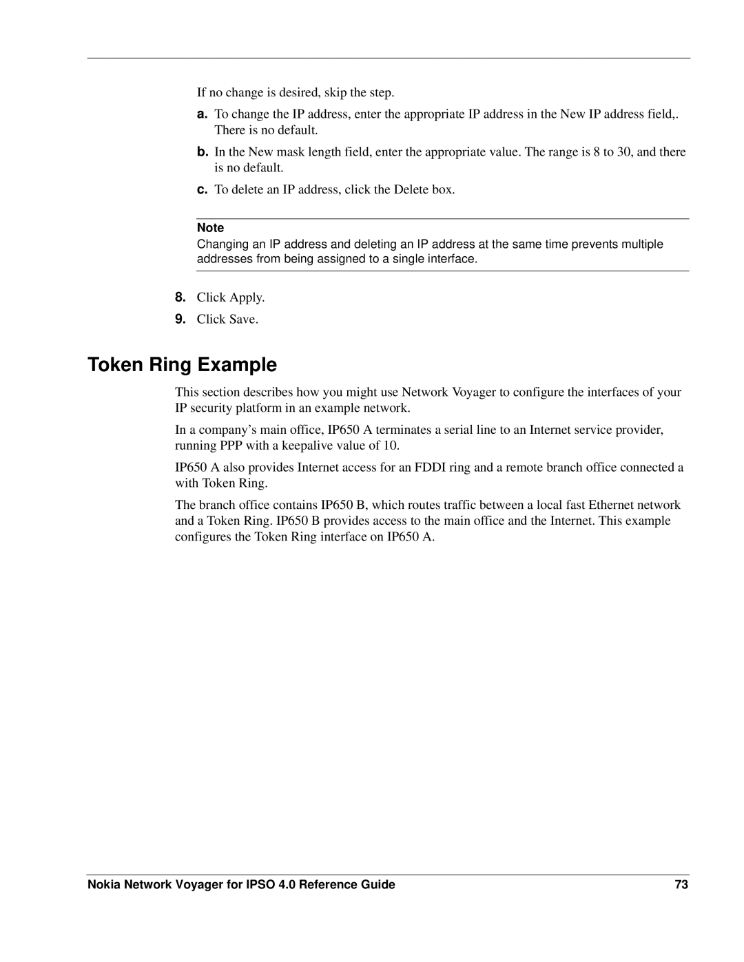 Nokia IPSO 4.0 manual Token Ring Example 