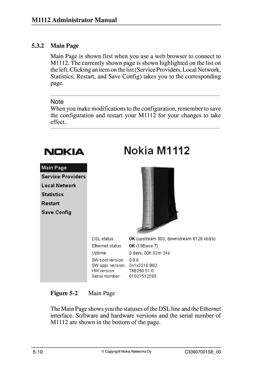 Nokia manual M1112 Administrator Manual, Main Page 