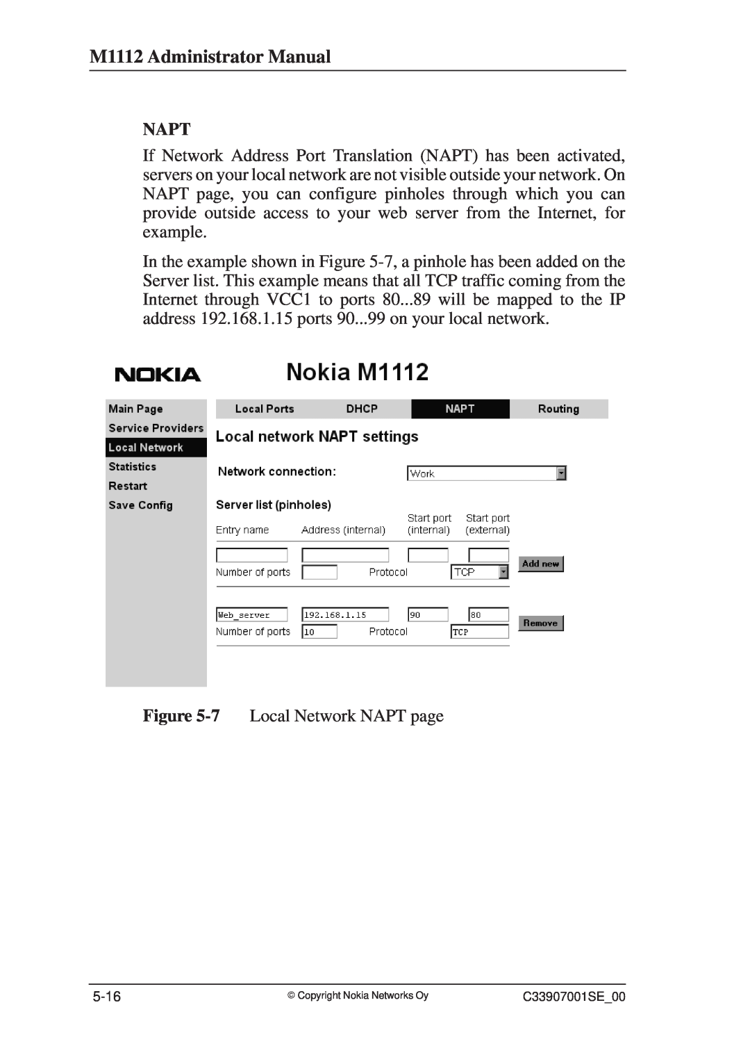 Nokia manual M1112 Administrator Manual, Napt 