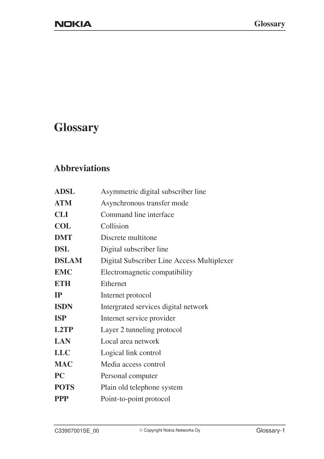 Nokia M1112 Asymmetric digital subscriber line, Asynchronous transfer mode, Command line interface, Collision, Ethernet 