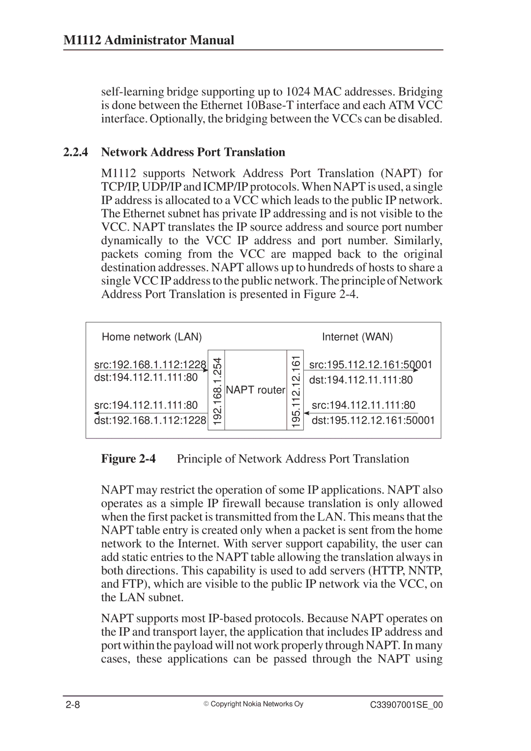 Nokia M1112 manual Network Address Port Translation 