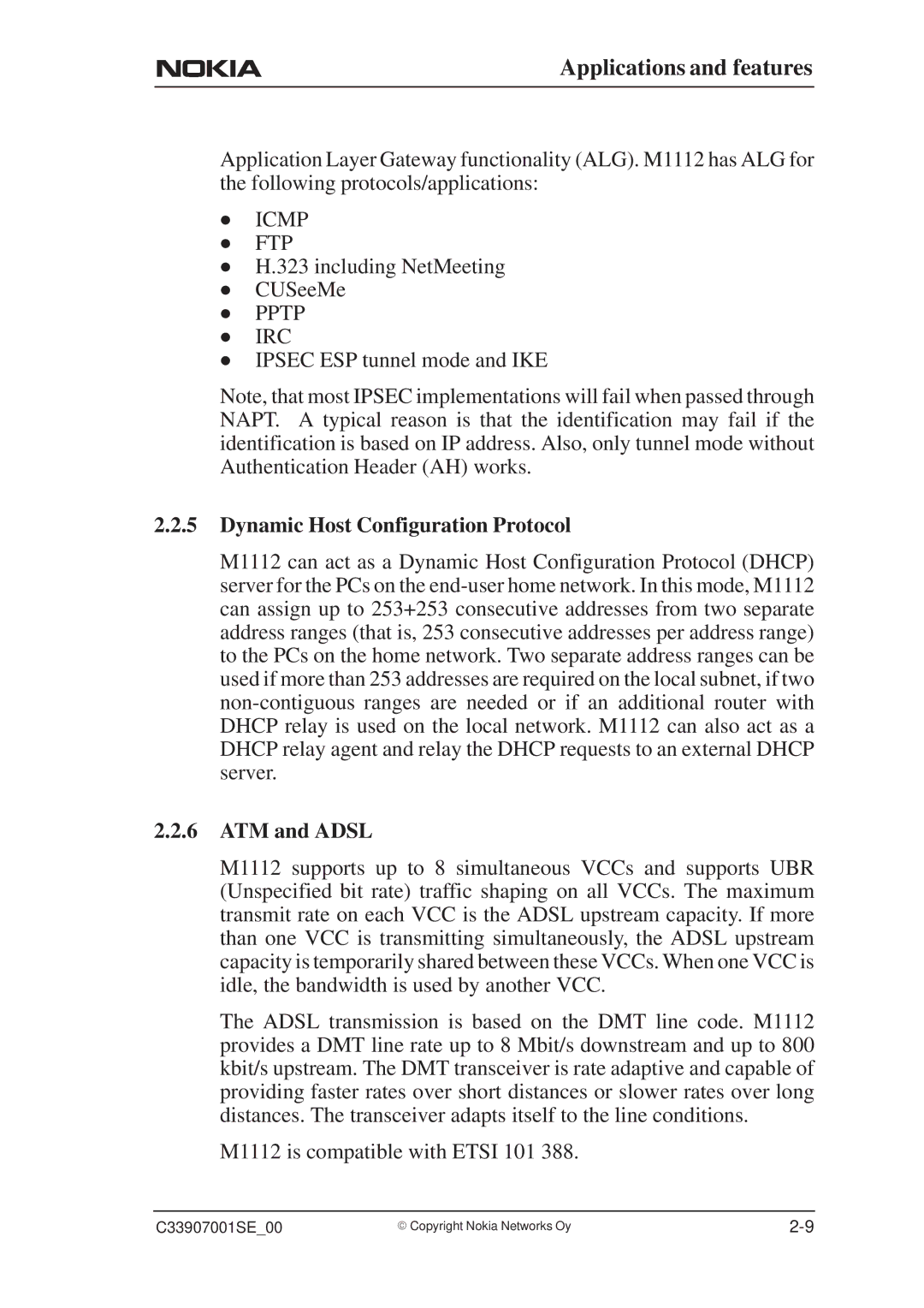 Nokia M1112 manual Dynamic Host Configuration Protocol, ATM and Adsl 