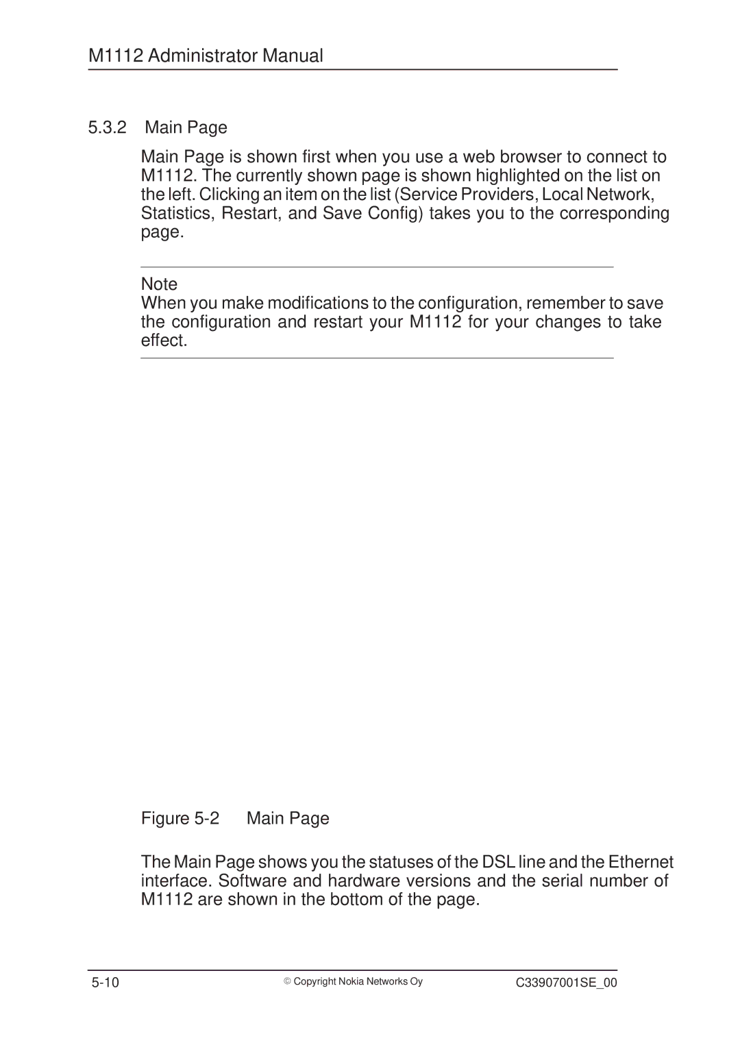 Nokia M1112 manual Main 