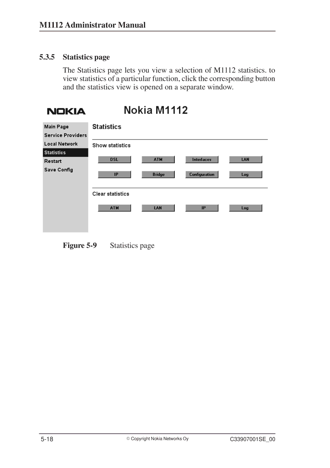 Nokia M1112 manual Statistics 