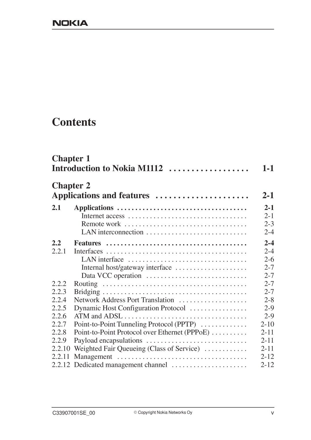 Nokia M1112 manual Contents 