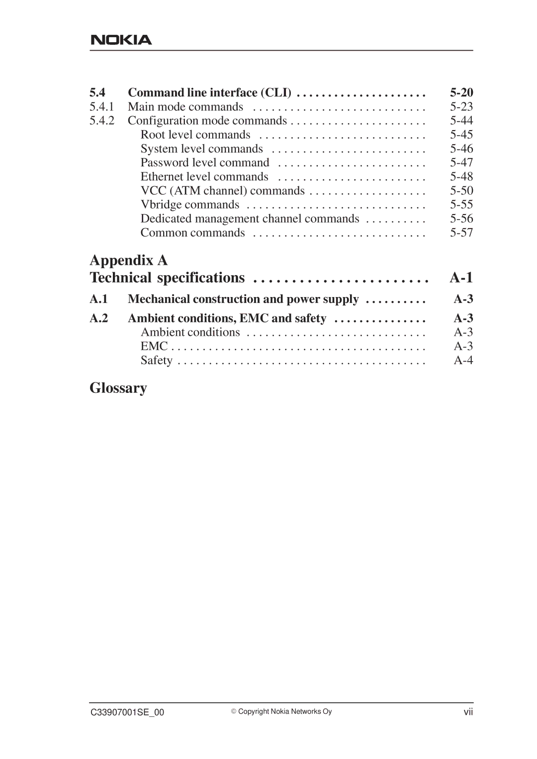 Nokia M1112 manual Appendix a Technical specifications 