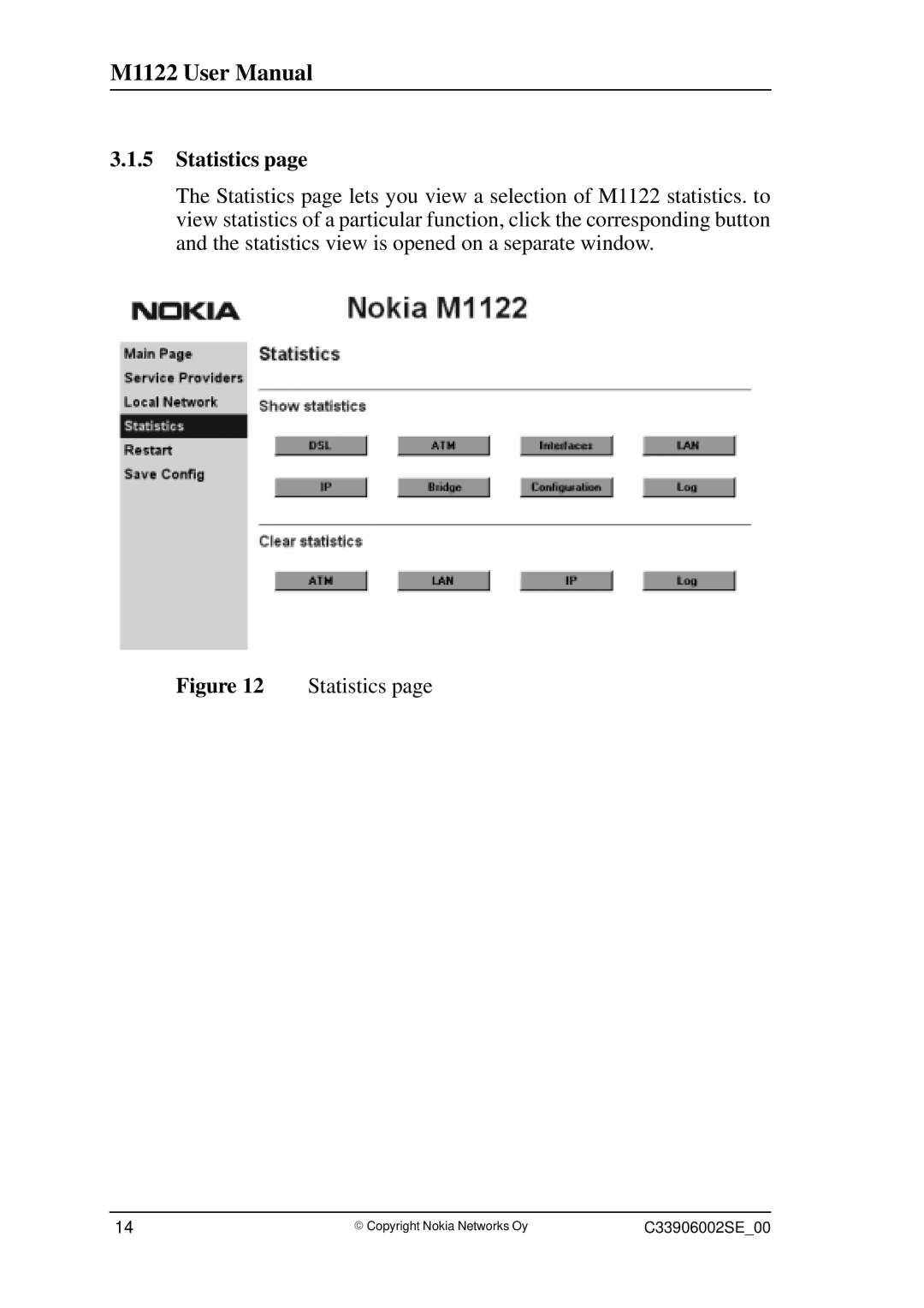 Nokia T66280, M1122 user manual Statistics 