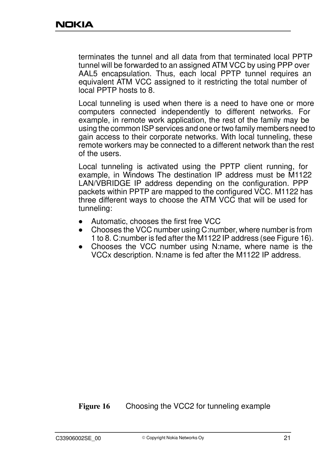 Nokia M1122, T66280 user manual Choosing the VCC2 for tunneling example 