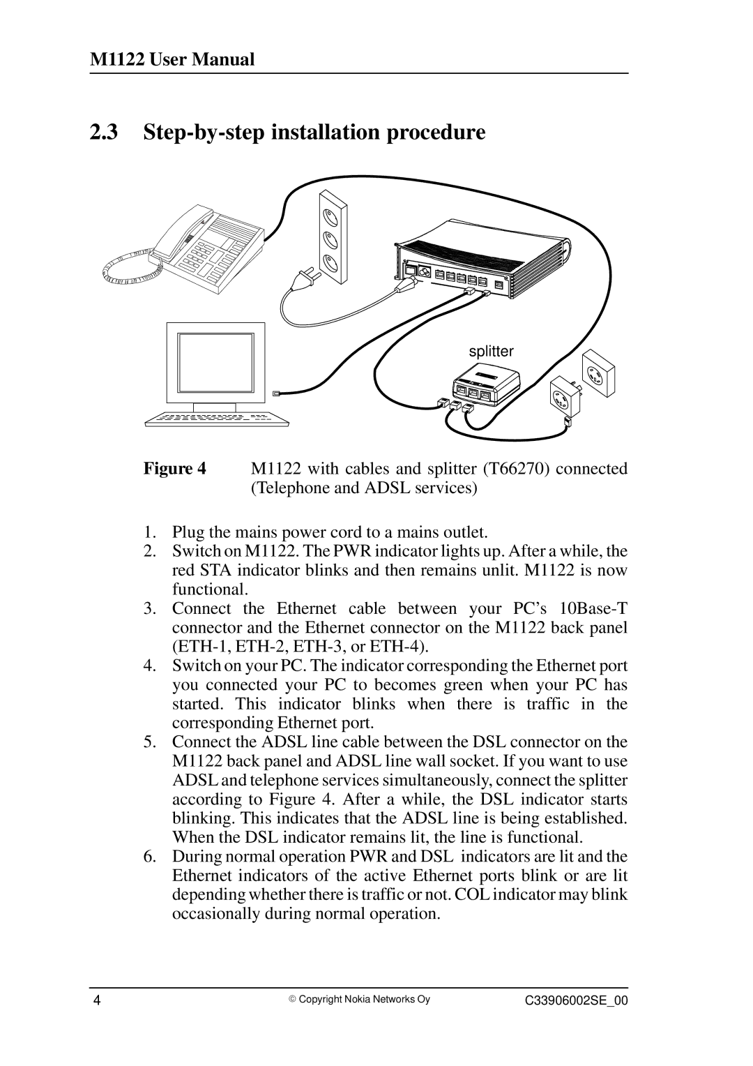 Nokia T66280, M1122 user manual Step-by-step installation procedure 