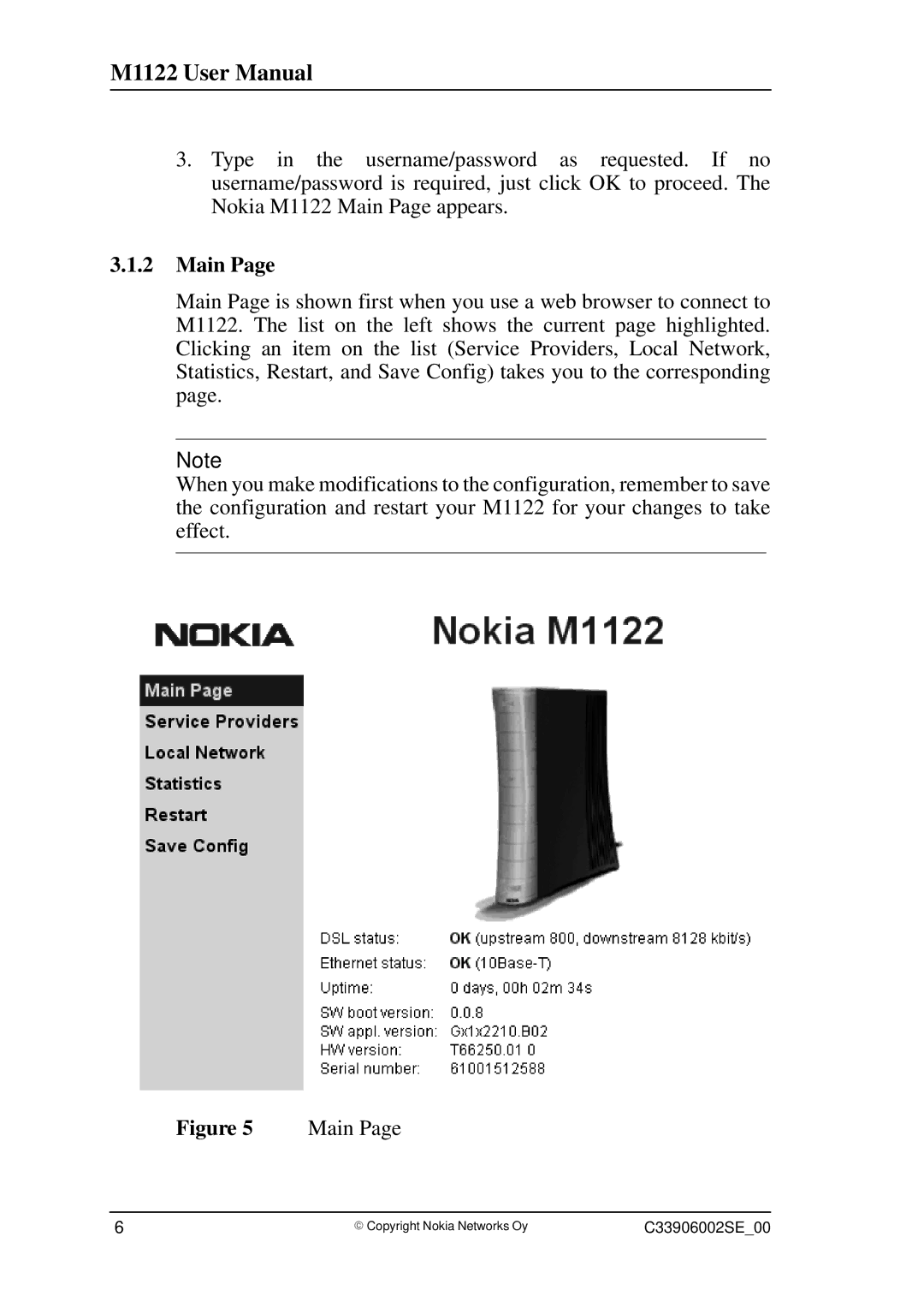 Nokia T66280, M1122 user manual Main 