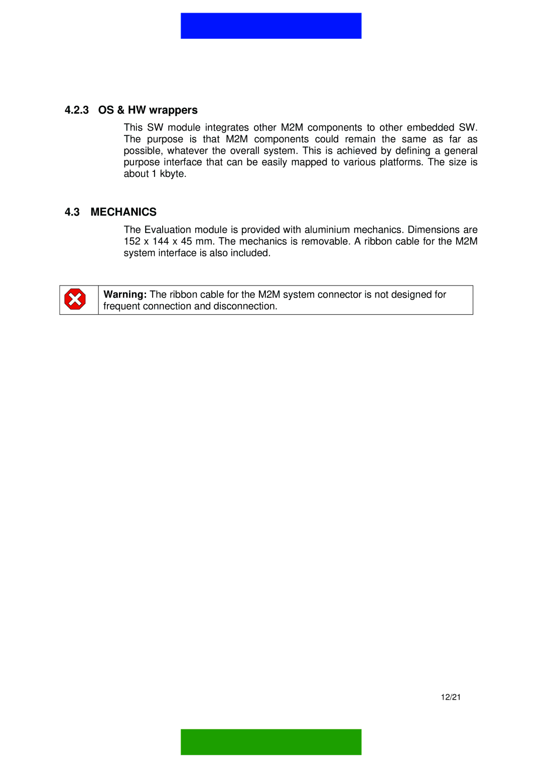 Nokia M2M PLATFORM manual 3 OS & HW wrappers, Mechanics 