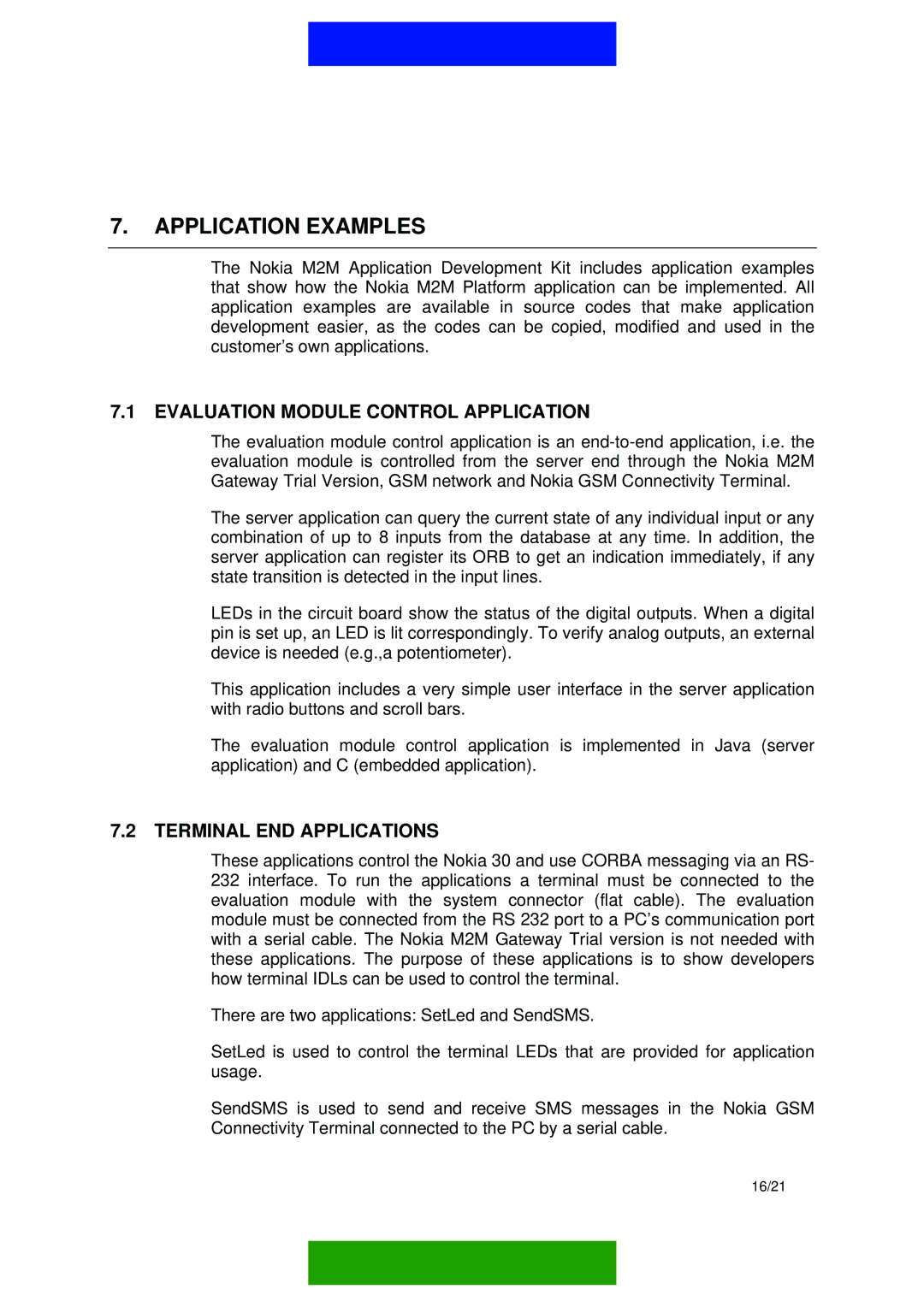 Nokia M2M PLATFORM manual Application Examples, Evaluation Module Control Application, Terminal END Applications 