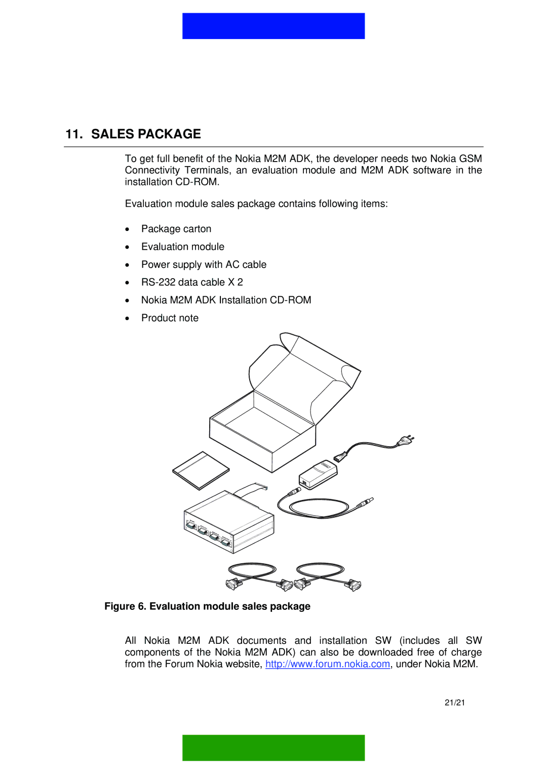 Nokia M2M PLATFORM manual Sales Package, Evaluation module sales package 