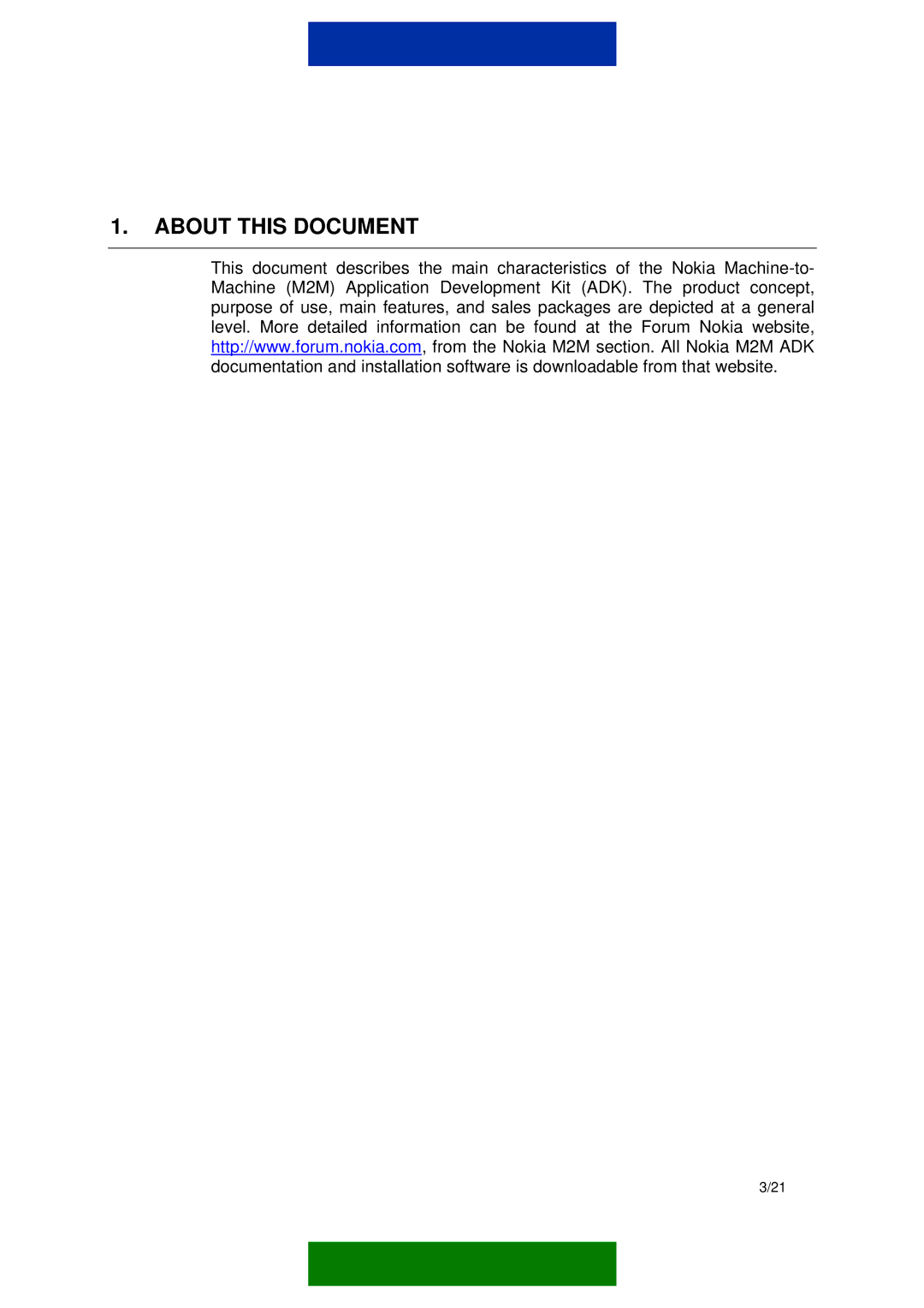 Nokia M2M PLATFORM manual About this Document 