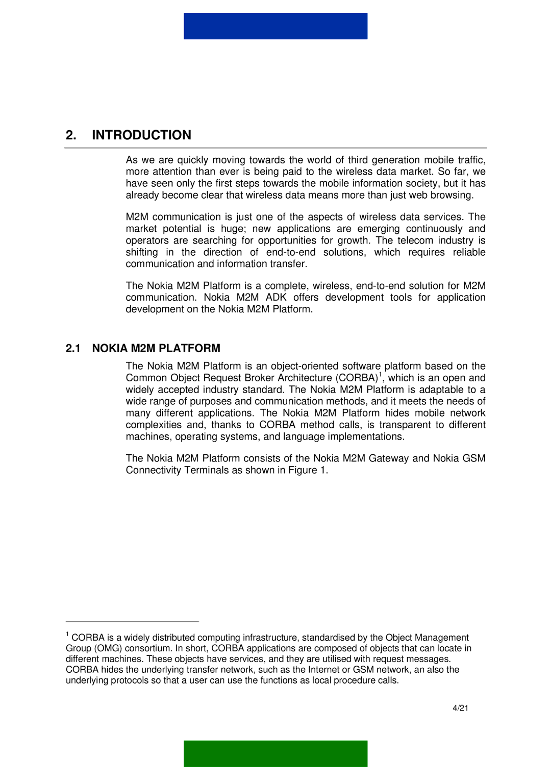 Nokia M2M PLATFORM manual Introduction, Nokia M2M Platform 