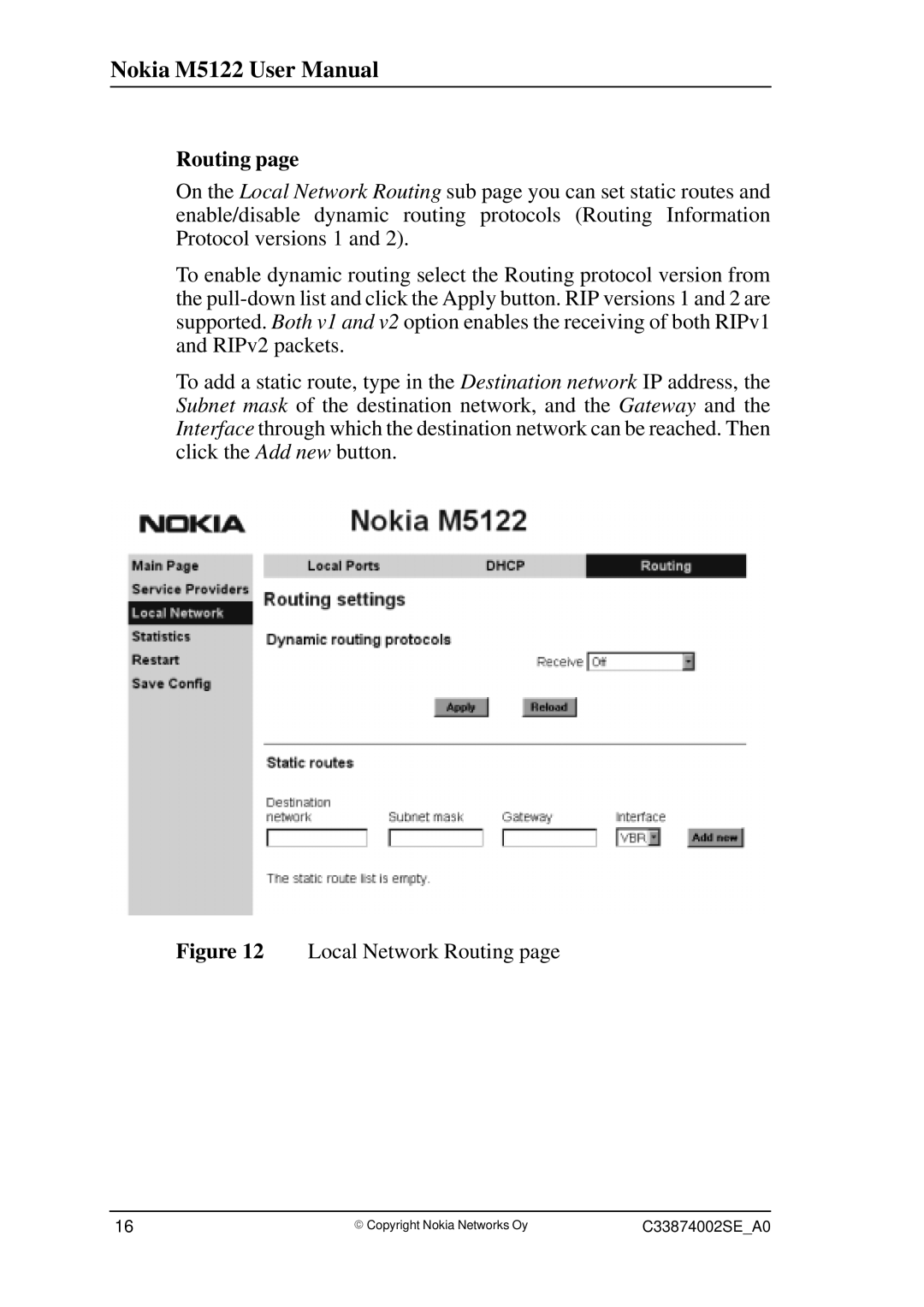 Nokia T66250, M5122 user manual Local Network Routing 