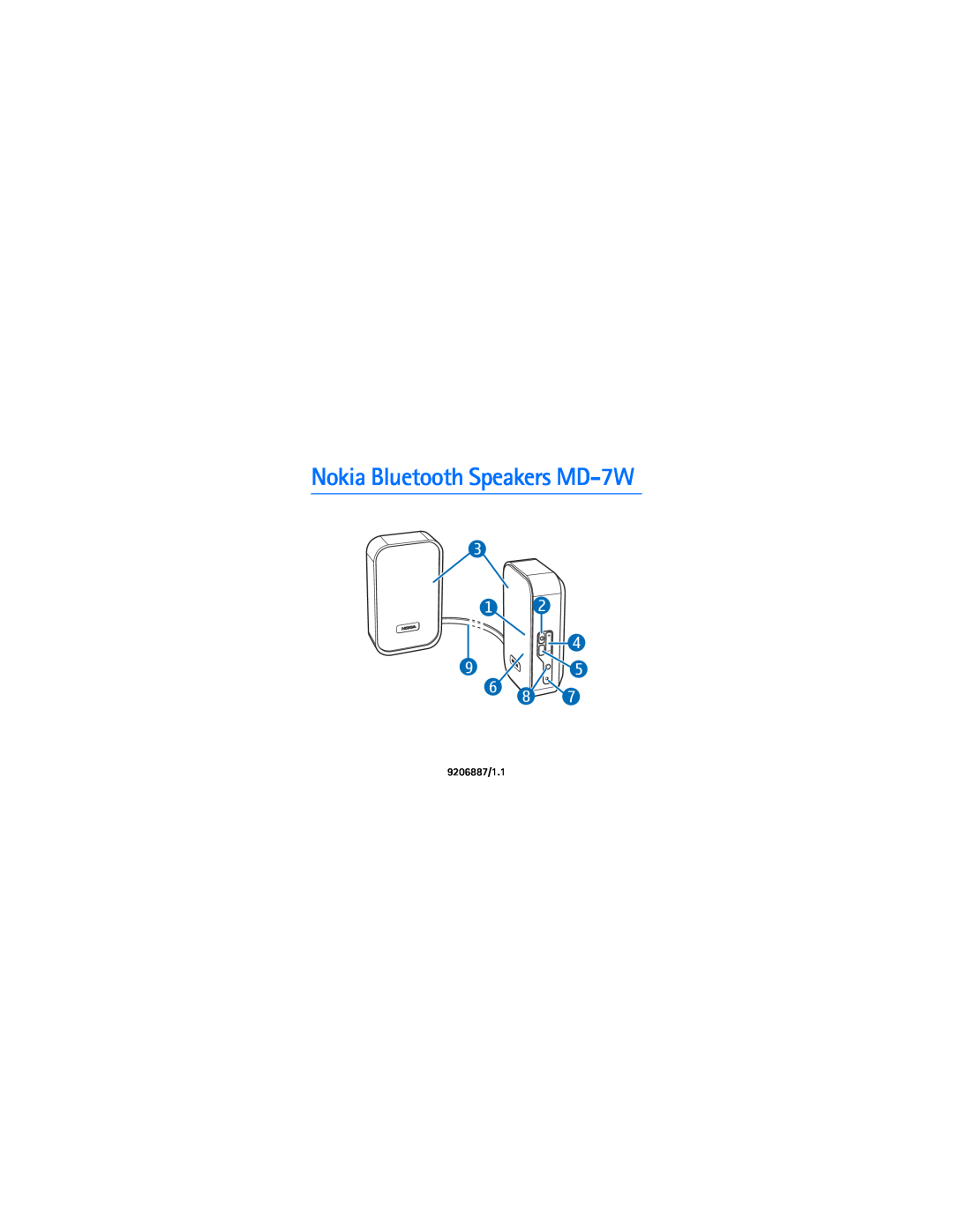 Nokia manual Nokia Bluetooth Speakers MD-7W, 9206887/1.1 