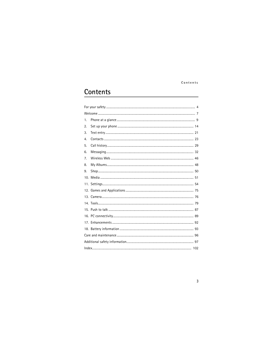 Nokia Mobile Phones manual Contents 