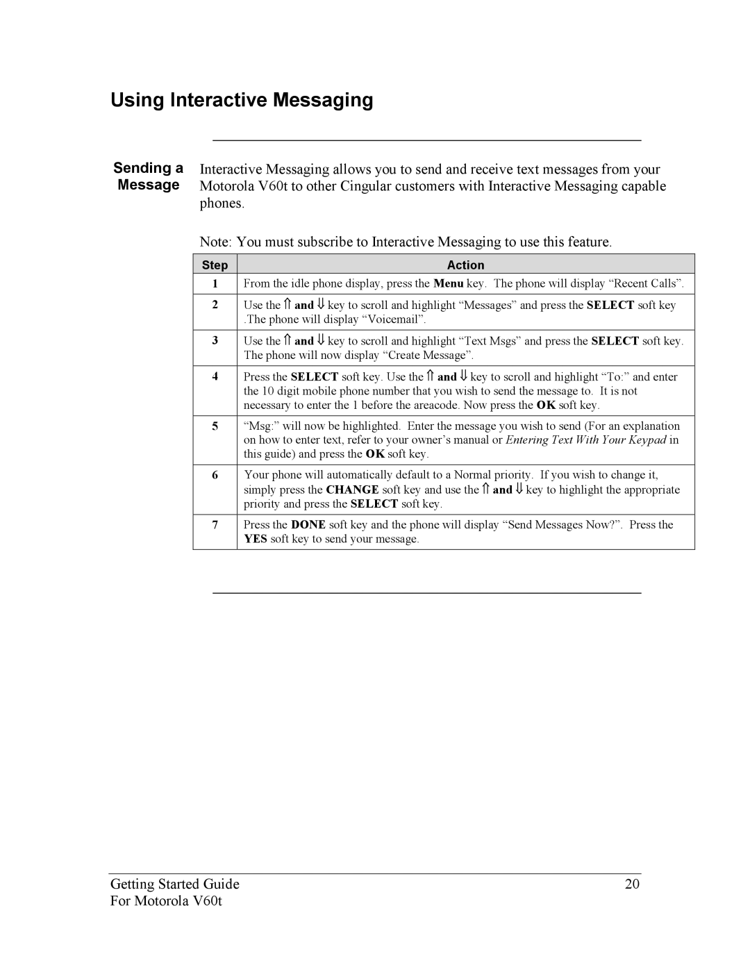 Nokia Motorola manual Using Interactive Messaging, Sending a Message 