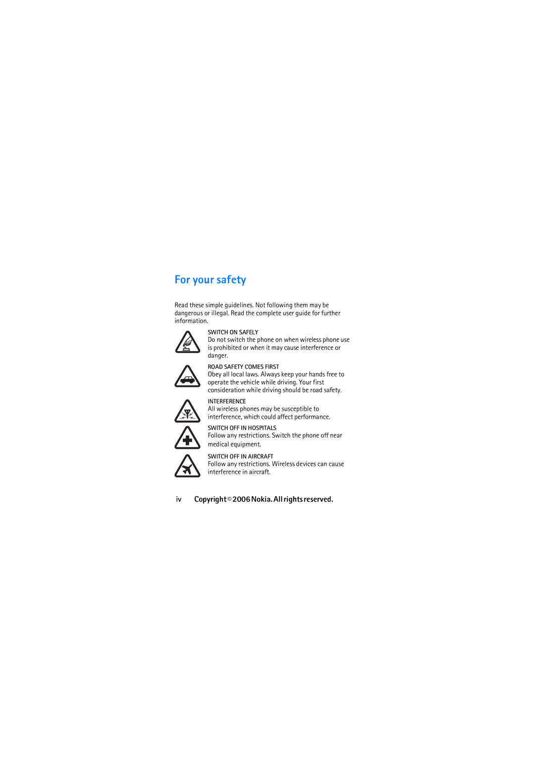 Nokia N2610 manual For your safety, Road Safety Comes First 