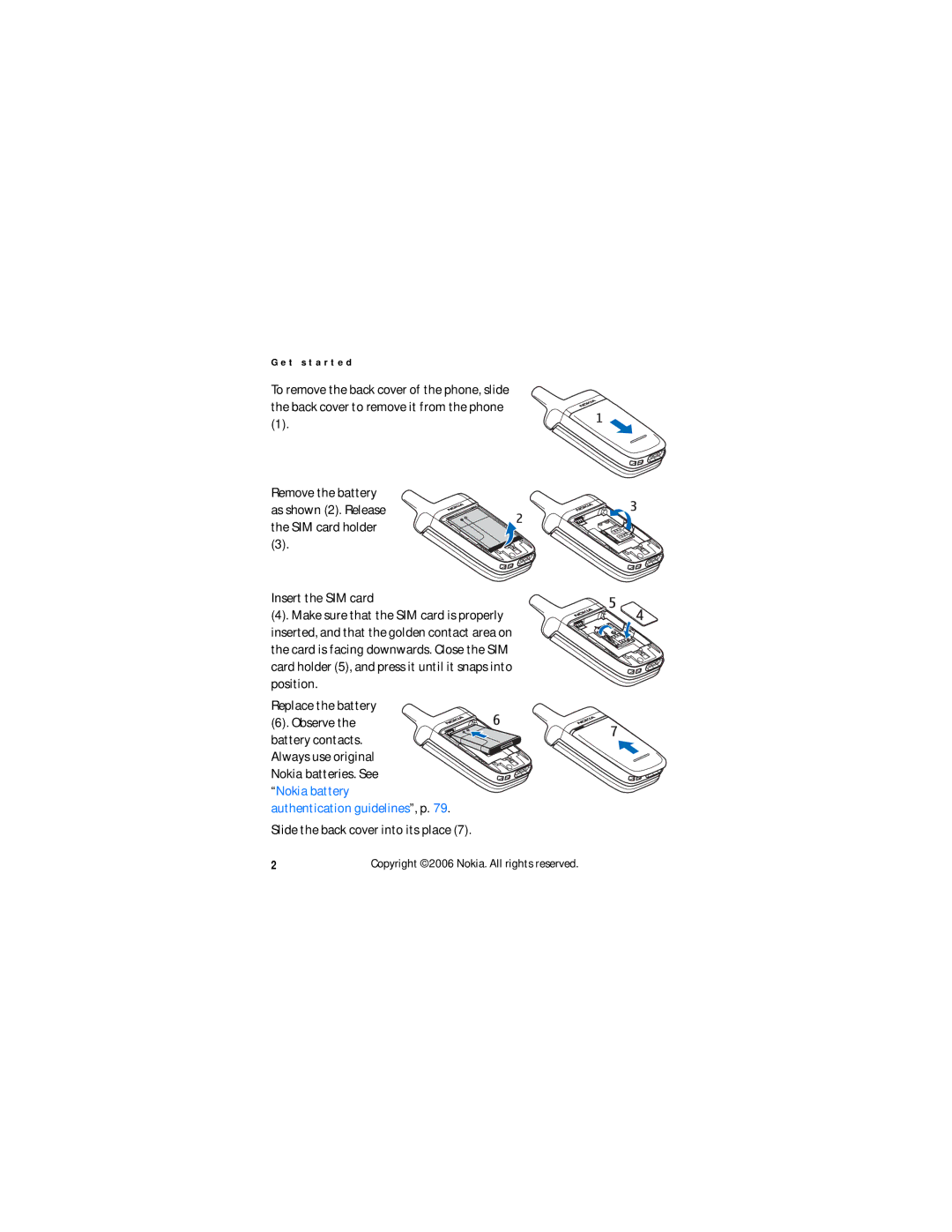 Nokia N6060v manual Insert the SIM card 