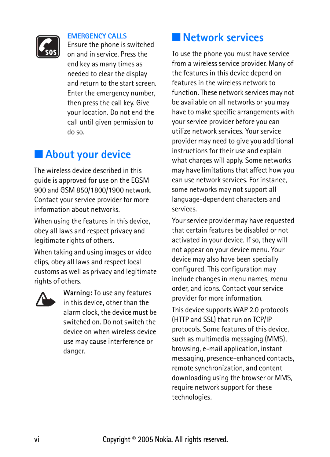 Nokia N6270 manual About your device, Network services 