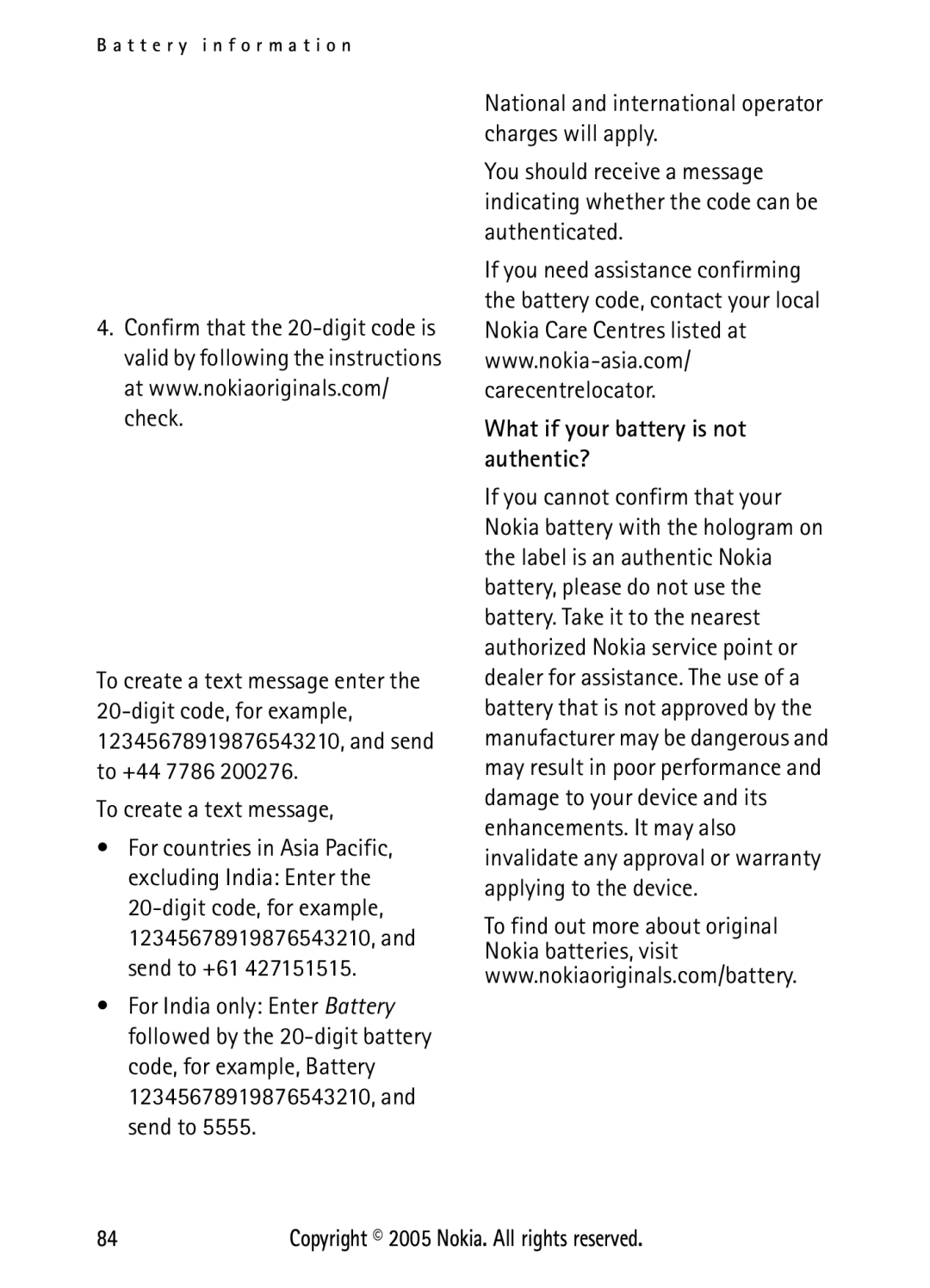 Nokia N6270 manual To create a text message, What if your battery is not authentic? 