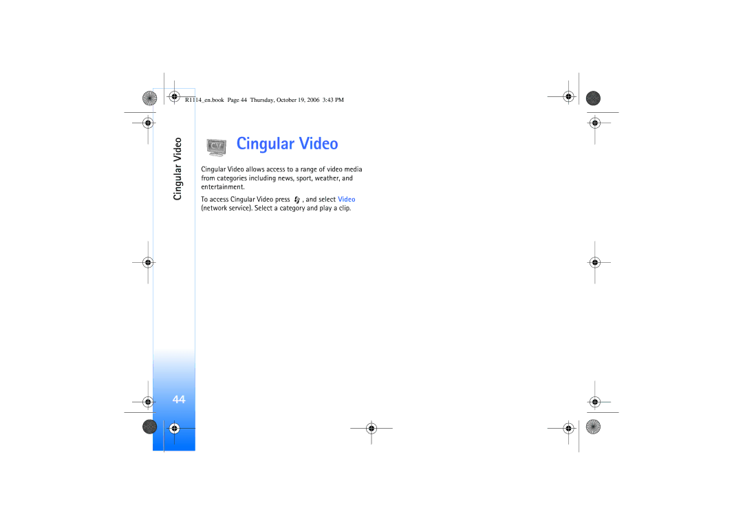 Nokia N75 manual Cingular Video 