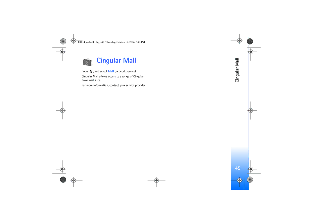 Nokia N75 manual Cingular Mall 