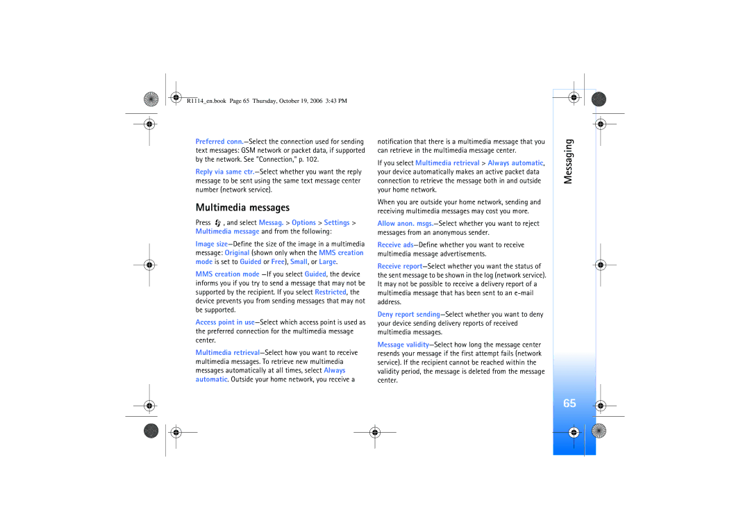 Nokia N75 manual R1114en.book Page 65 Thursday, October 19, 2006 343 PM 