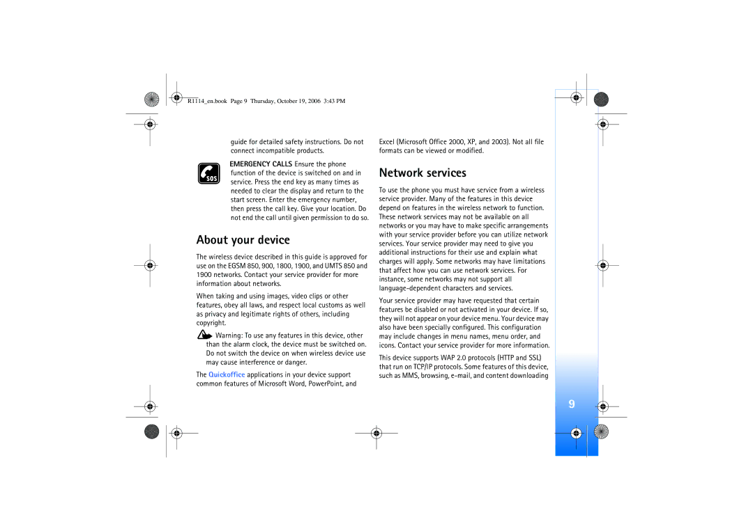 Nokia N75 manual About your device, Network services 