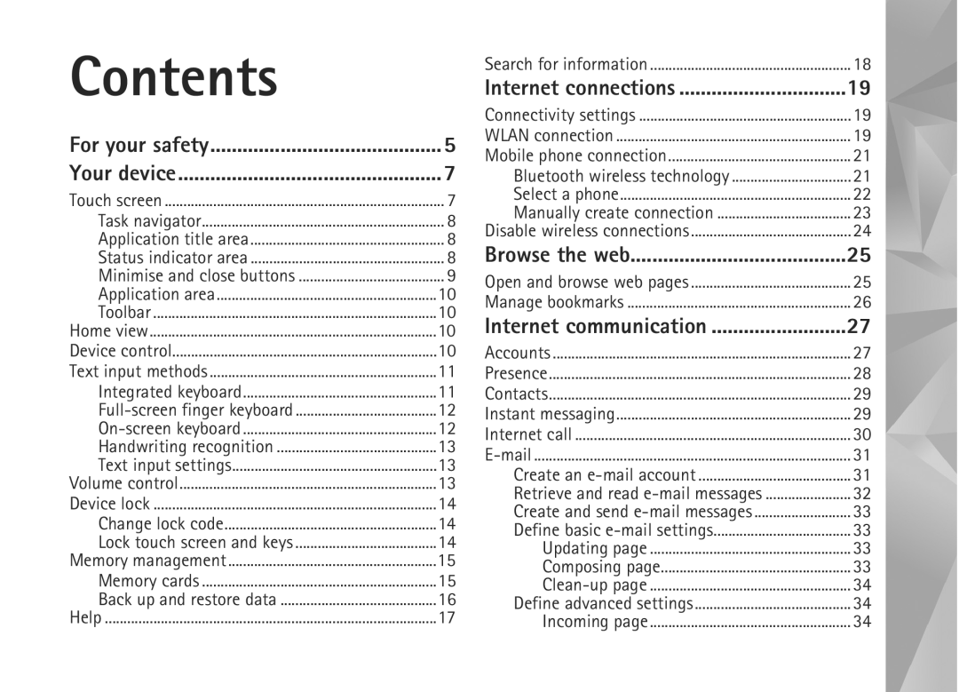 Nokia N810, N800 manual Contents 