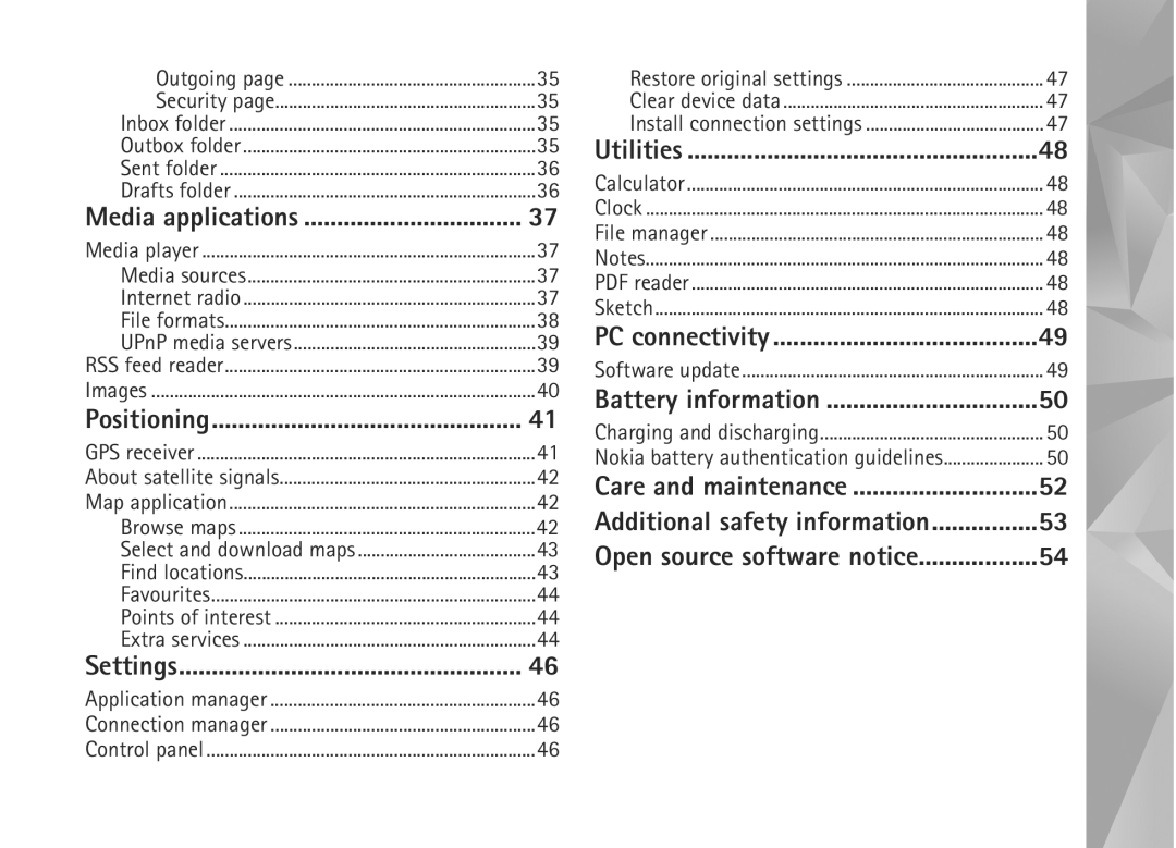 Nokia N800, N810 manual Media applications, Outgoing 