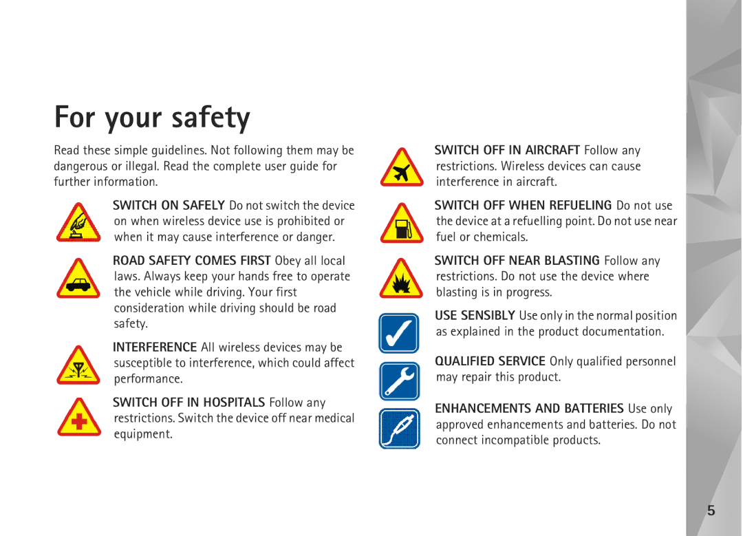 Nokia N810, N800 manual For your safety 