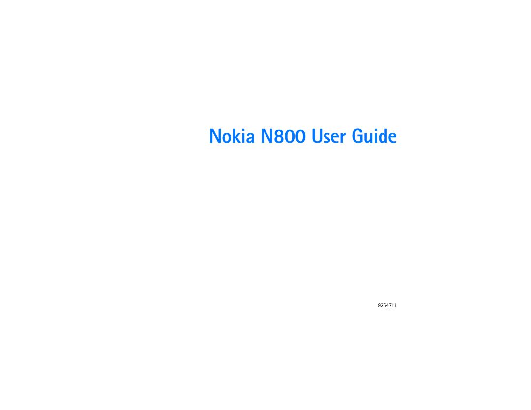 Nokia manual Nokia N800 User Guide, 9254711 