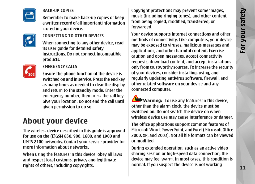 Nokia N82 manual About your device, BACK-UP Copies 