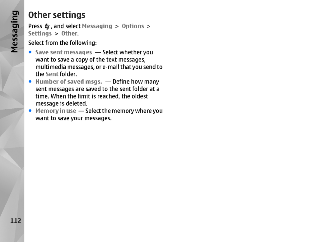 Nokia N82 manual Other settings, 112 