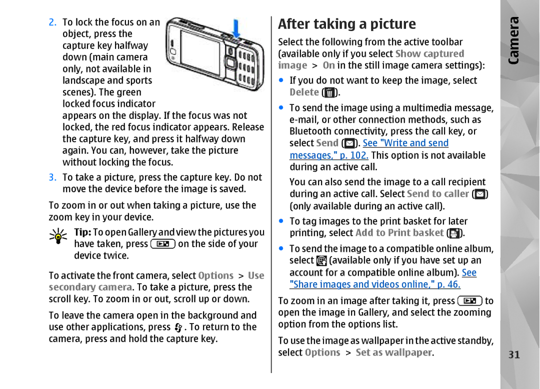 Nokia N82 manual After taking a picture 