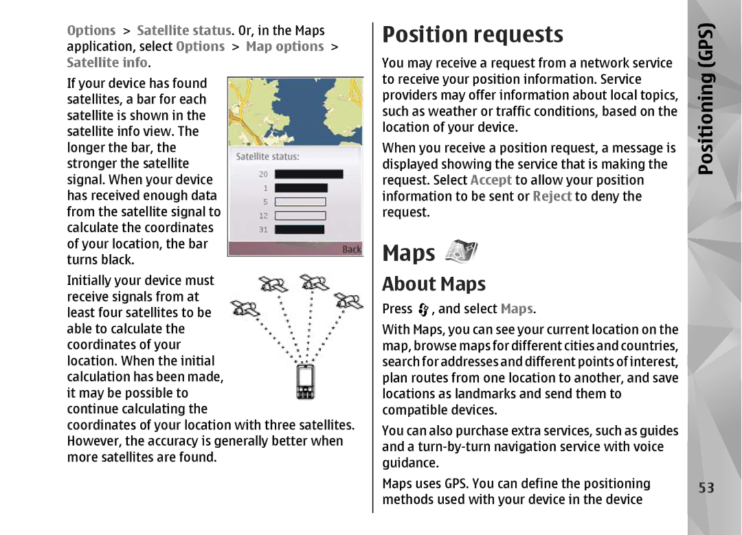 Nokia N82 manual Position requests, About Maps 