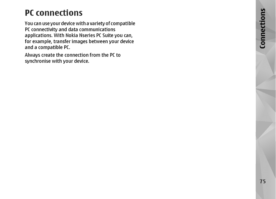 Nokia N82 manual PC connections 