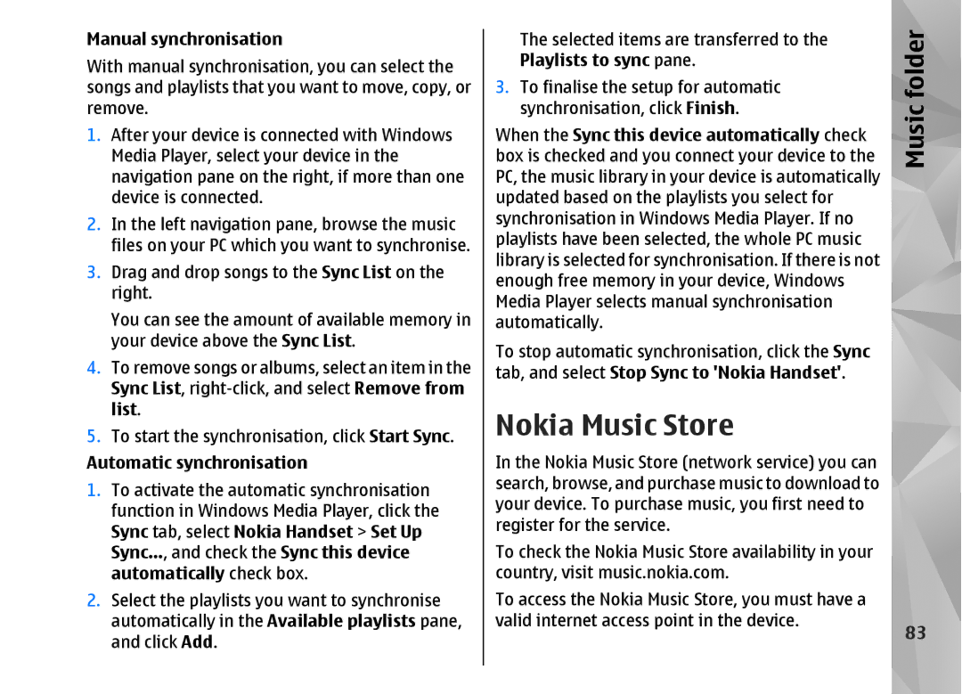 Nokia N82 manual Nokia Music Store 