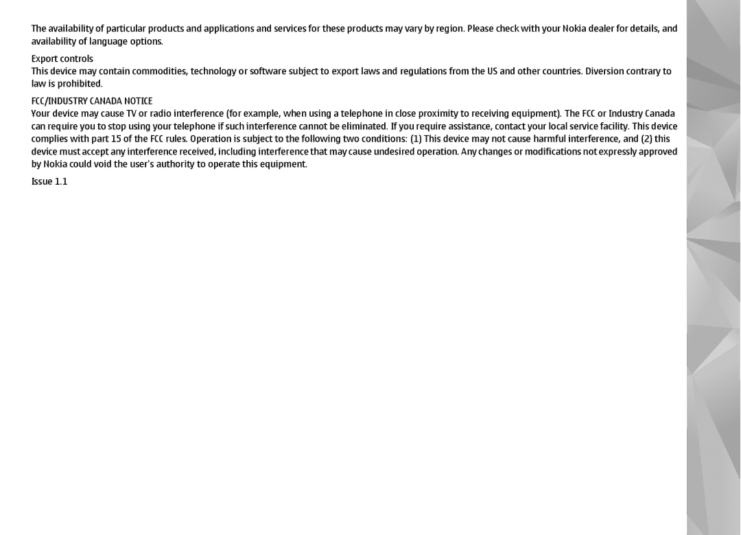 Nokia N85 manual FCC/INDUSTRY Canada Notice 