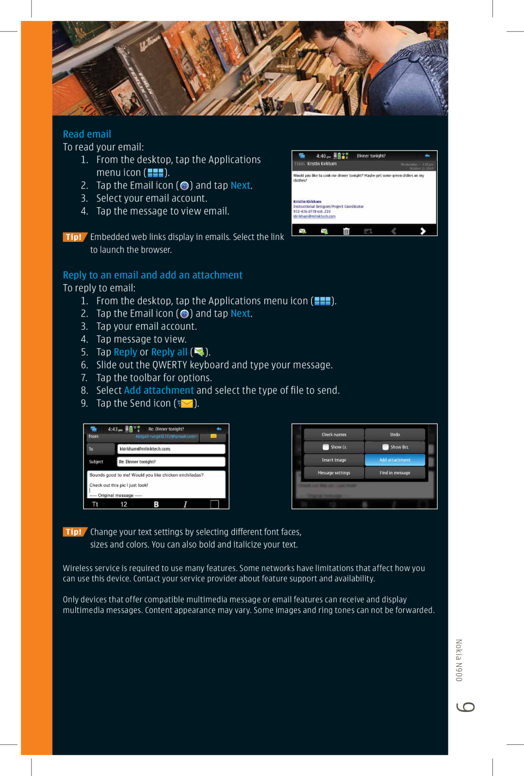 Nokia N900 manual Read email 