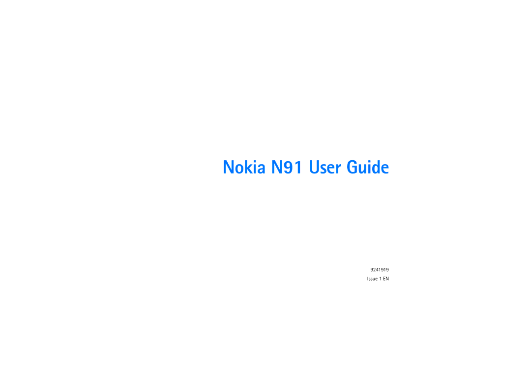 Nokia manual Nokia N91 User Guide, Issue 1 EN 
