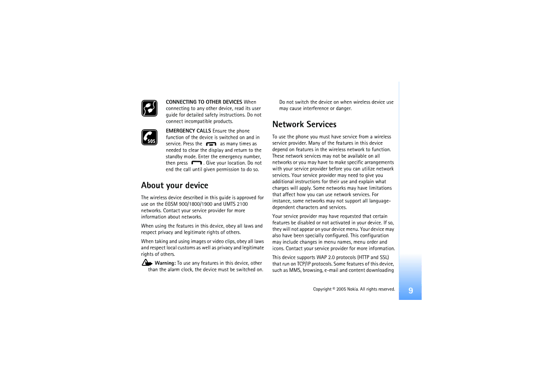 Nokia N91 manual About your device, Network Services 