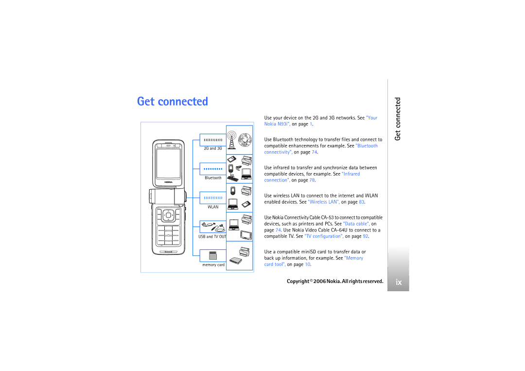 Nokia N93i manual Get connected 