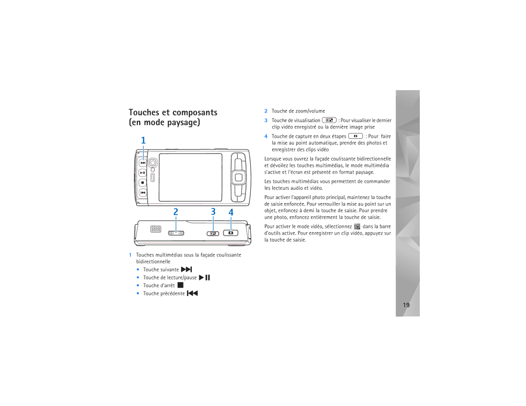 Nokia N95-4 manual Touches et composants en mode paysage 