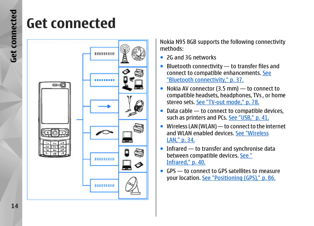 Nokia N95 manual Get connected 