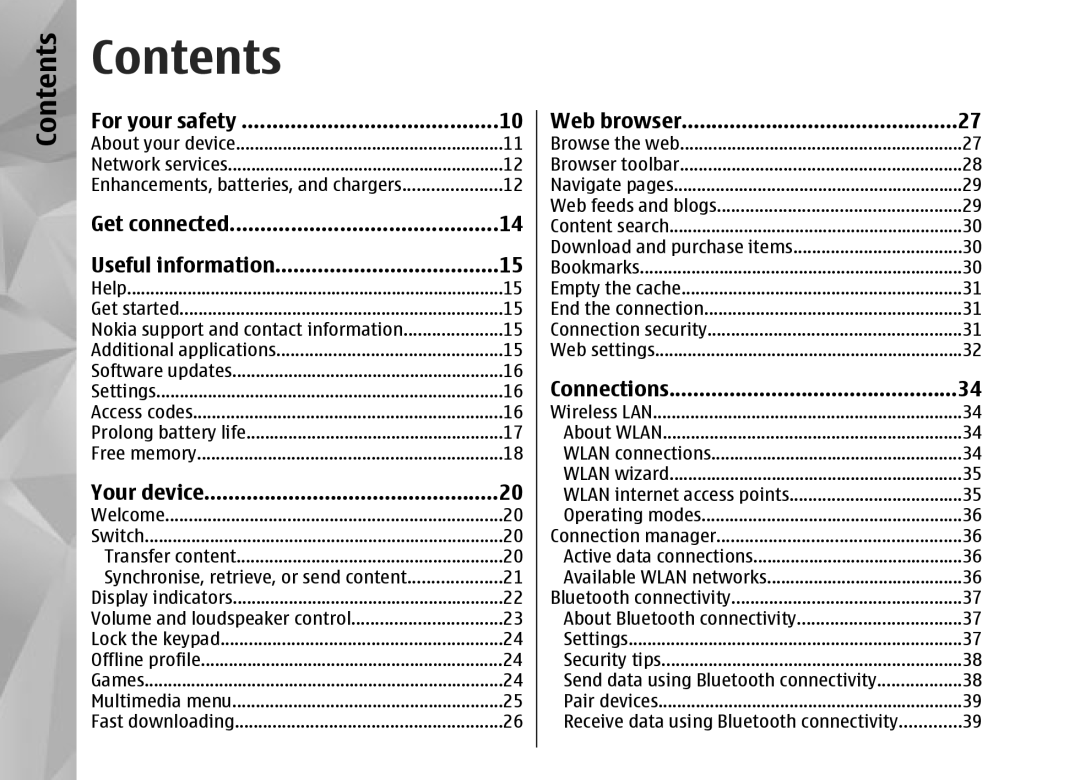 Nokia N95 manual Contents 